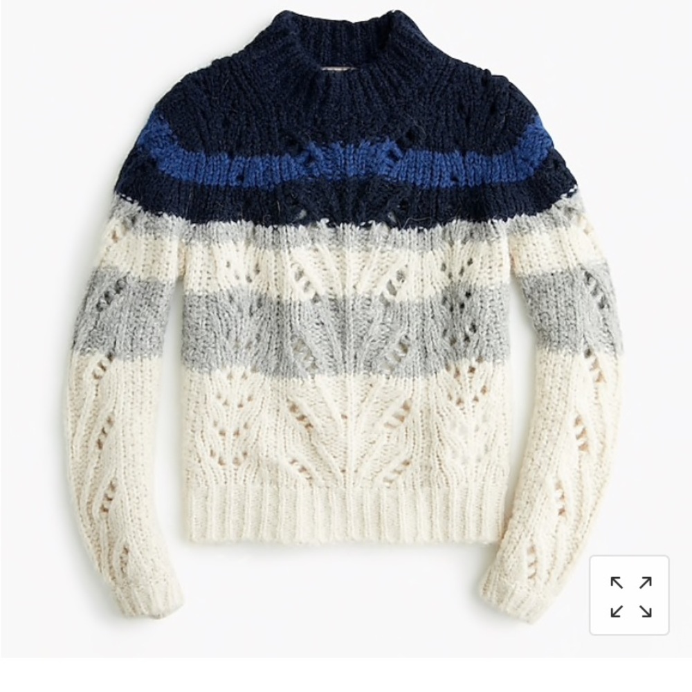 J. Crew Women's Striped Sweater in Navy, Gray, and Cream